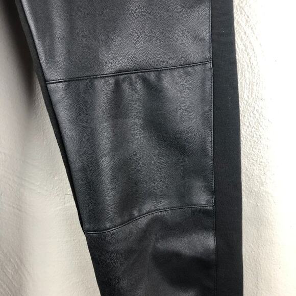 BCBGeneration Black Vegan Leather Zipper Detail Ponte Knit Moto Leggings Pants - Picture 6 of 9